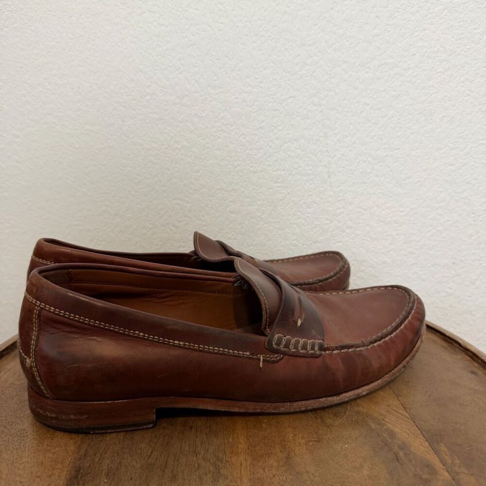Trask Brown Leather Slip-On Classic Sadler Loafer Dress Shoes Men's Size 12 - Picture 3 of 12